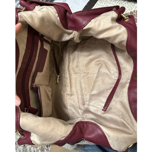 Michael Kors Burgundy Oxblood Leather Hobo Shoulder Bag - Soft & Stylish - Picture 5 of 13